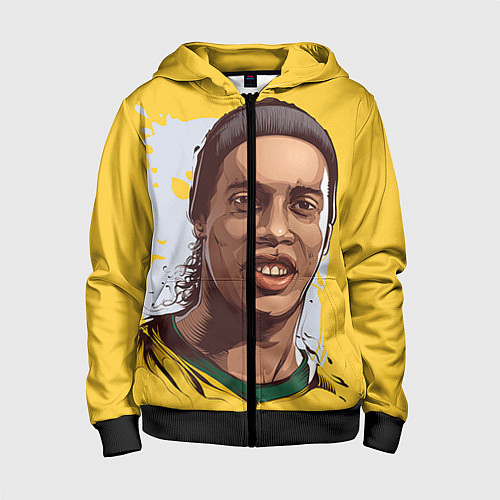 Детская толстовка на молнии Ronaldinho Art / 3D-Черный – фото 1