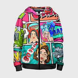 Толстовка на молнии детская POP ART, цвет: 3D-черный