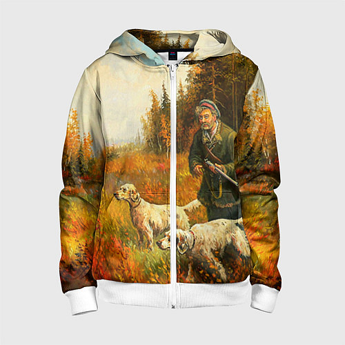 Детская толстовка на молнии Охота на утку / 3D-Белый – фото 1