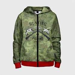 Толстовка на молнии детская Hunting & Fishing, цвет: 3D-красный