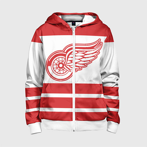 Детская толстовка на молнии Detroit Red Wings / 3D-Белый – фото 1