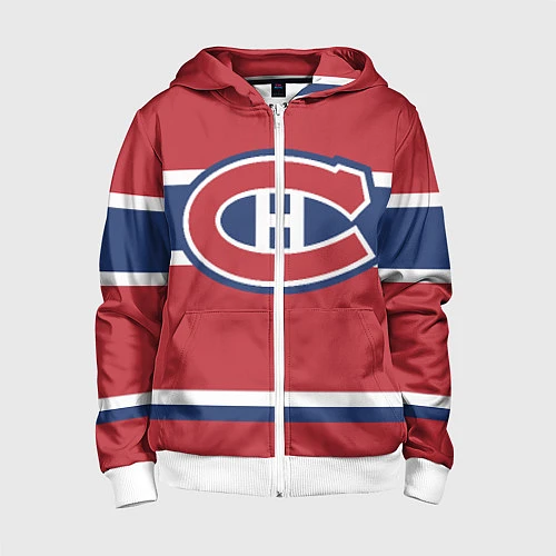 Детская толстовка на молнии Montreal Canadiens / 3D-Белый – фото 1