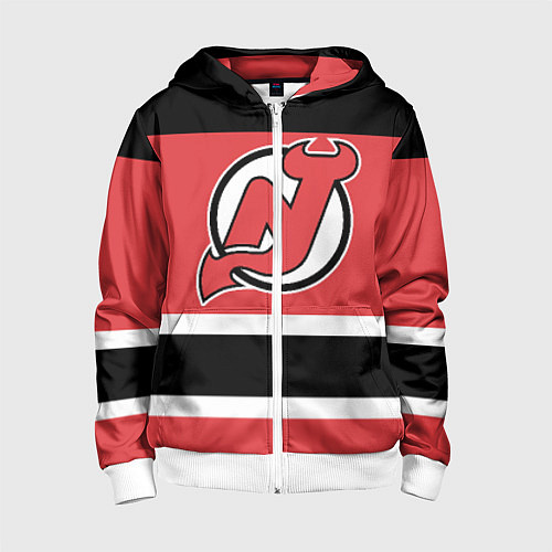 Детская толстовка на молнии New Jersey Devils / 3D-Белый – фото 1