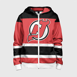 Толстовка на молнии детская New Jersey Devils, цвет: 3D-белый