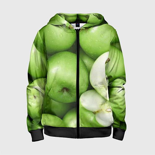 Детская толстовка на молнии Яблочная / 3D-Черный – фото 1