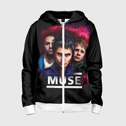 Детская толстовка на молнии Muse Band / 3D-Белый – фото 1