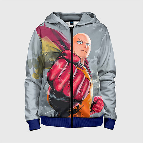 Детская толстовка на молнии One Punch Man Fist / 3D-Синий – фото 1