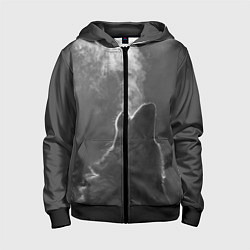 Толстовка на молнии детская Воющий волк, цвет: 3D-черный