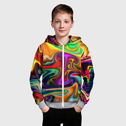 Толстовка на молнии детская Неоновые разводы, цвет: 3D-меланж — фото 2
