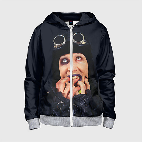 Детская толстовка на молнии Mаrilyn Manson: Biker / 3D-Меланж – фото 1