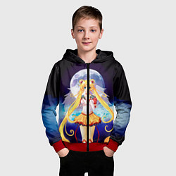 Толстовка на молнии детская Сейлор Мун, цвет: 3D-красный — фото 2