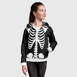 Толстовка на молнии детская Скелет цвета 3D-белый — фото 2