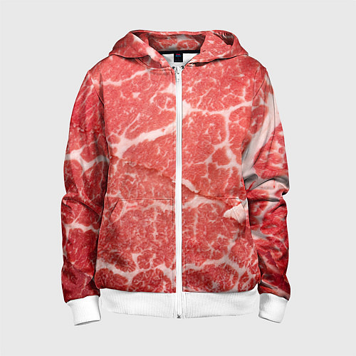 Детская толстовка на молнии Кусок мяса / 3D-Белый – фото 1