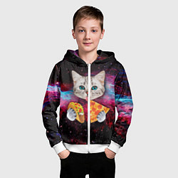 Толстовка на молнии детская Кот с едой, цвет: 3D-белый — фото 2
