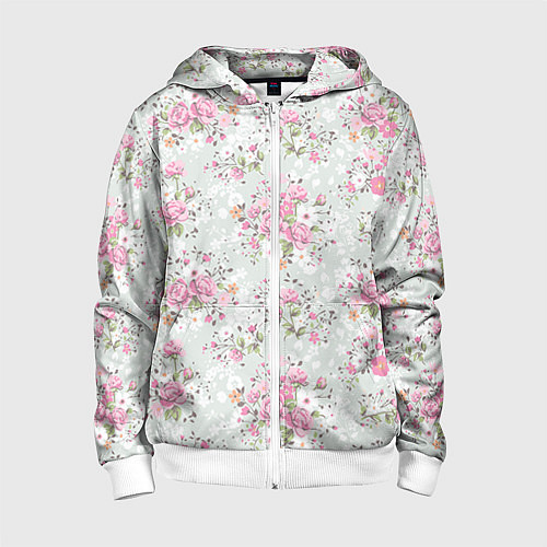 Детская толстовка на молнии Flower pattern / 3D-Белый – фото 1