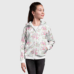 Толстовка на молнии детская Flower pattern, цвет: 3D-белый — фото 2