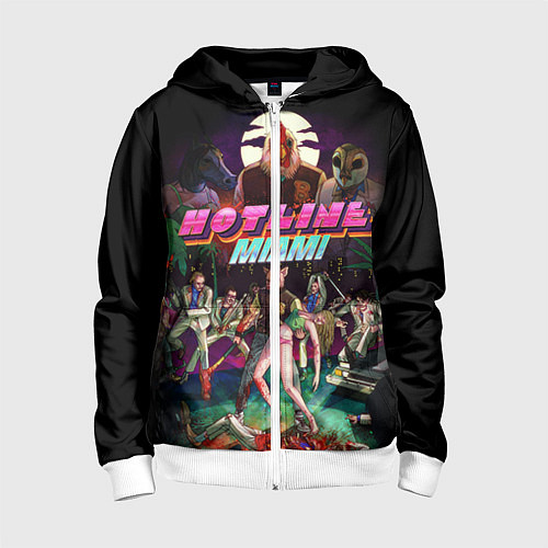Детская толстовка на молнии Hotline Miami / 3D-Белый – фото 1