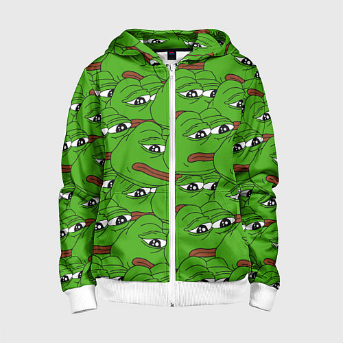 Детская толстовка на молнии Sad frogs / 3D-Белый – фото 1