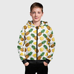 Толстовка на молнии детская Ананасы 6, цвет: 3D-черный — фото 2
