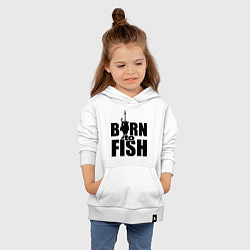 Толстовка детская хлопковая Born to fish, цвет: белый — фото 2