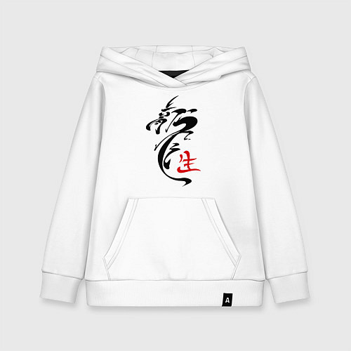 Детская толстовка-худи Иероглиф дракон / Белый – фото 1