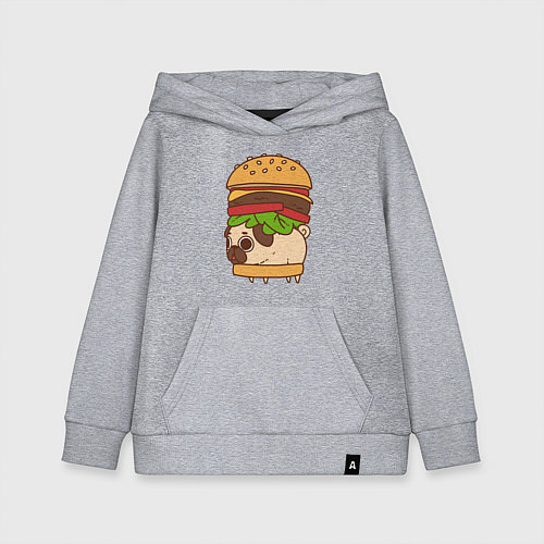 Детская толстовка-худи Мопс-бургер / Меланж – фото 1