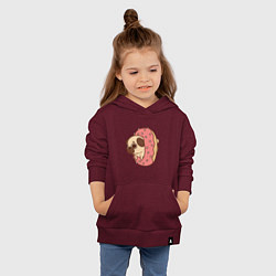 Толстовка детская хлопковая Мопс-пончик, цвет: меланж-бордовый — фото 2