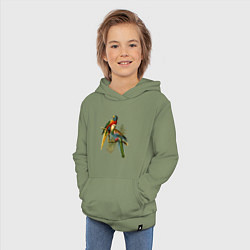 Толстовка детская хлопковая Тропические попугаи, цвет: авокадо — фото 2