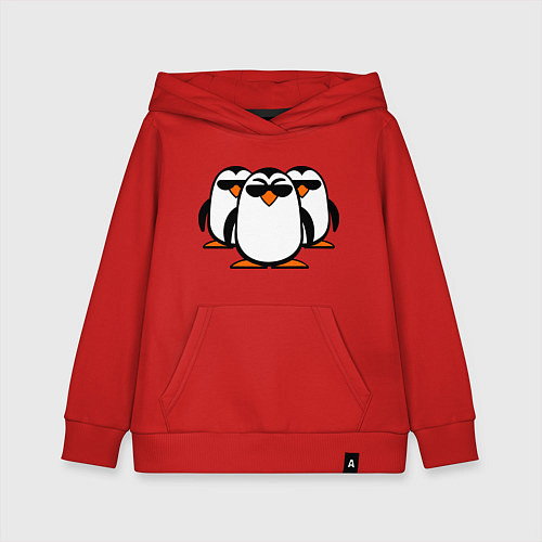 Детская толстовка-худи Банда пингвинов / Красный – фото 1