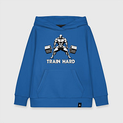 Толстовка детская хлопковая Train hard тренируйся усердно, цвет: синий