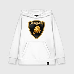 Толстовка детская хлопковая Lamborghini logo, цвет: белый