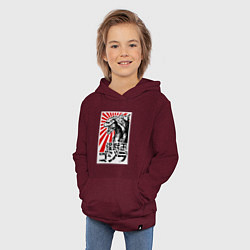 Толстовка детская хлопковая Godzilla Poster, цвет: меланж-бордовый — фото 2