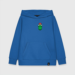 Толстовка детская хлопковая Марио в кармане, цвет: синий