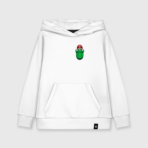 Детская толстовка-худи Марио в кармане / Белый – фото 1