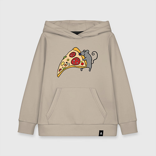 Детская толстовка-худи Кусочек пиццы парная / Миндальный – фото 1