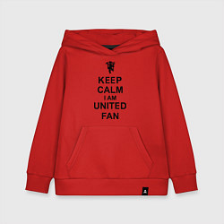 Толстовка детская хлопковая Keep Calm & United fan, цвет: красный