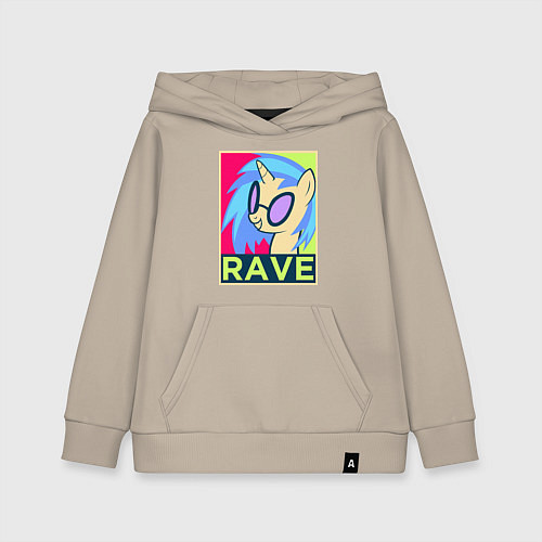 Детская толстовка-худи DJ Pon-3 RAVE / Миндальный – фото 1