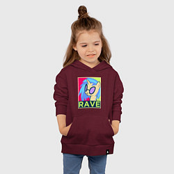 Толстовка детская хлопковая DJ Pon-3 RAVE, цвет: меланж-бордовый — фото 2
