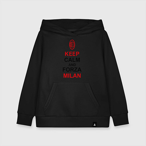 Детская толстовка-худи Keep Calm & Forza Milan / Черный – фото 1