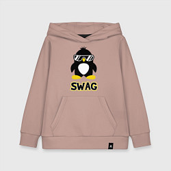 Толстовка детская хлопковая SWAG Penguin, цвет: пыльно-розовый