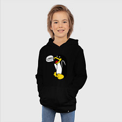 Толстовка детская хлопковая Пингвин: Linux, цвет: черный — фото 2