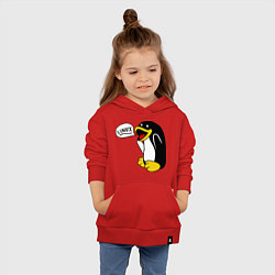 Толстовка детская хлопковая Пингвин: Linux, цвет: красный — фото 2