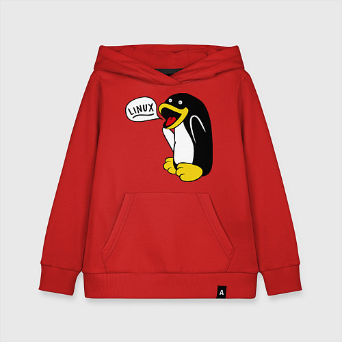 Детская толстовка-худи Пингвин: Linux / Красный – фото 1