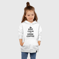 Толстовка детская хлопковая Keep Calm & Drink Coffee, цвет: белый — фото 2