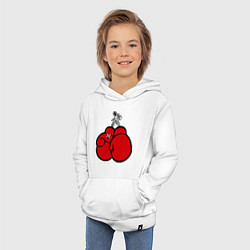 Толстовка детская хлопковая Боксерские перчатки, цвет: белый — фото 2