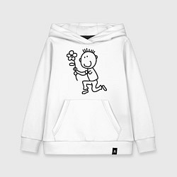 Толстовка детская хлопковая Человечки с цветком парная муж, цвет: белый
