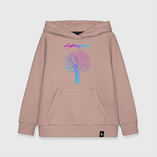 Детская толстовка-худи ДЕРЕВО CYBERPUNK 2077 / Пыльно-розовый – фото 1