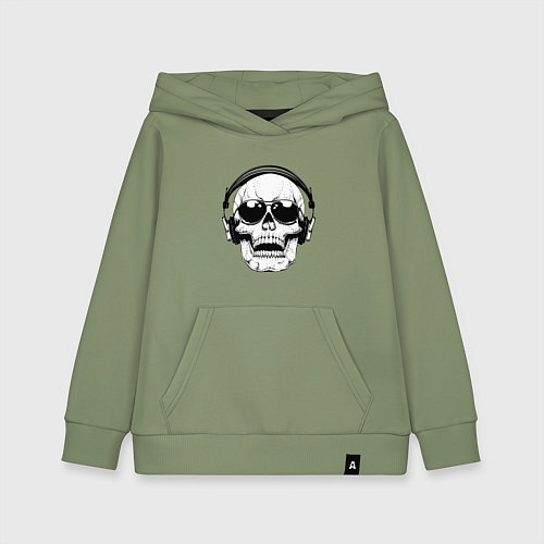 Детская толстовка-худи Skull Music lover / Авокадо – фото 1