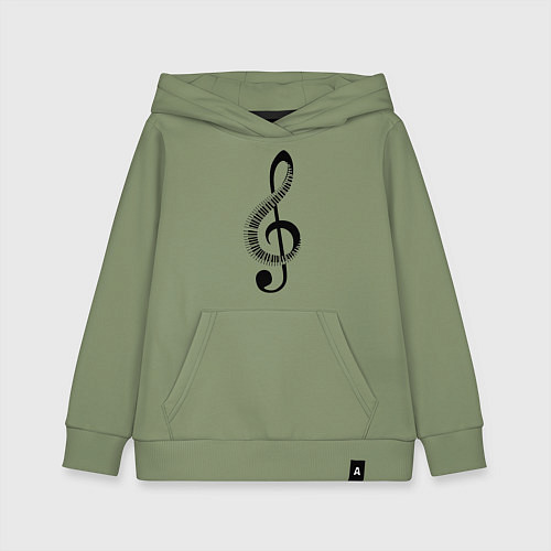 Детская толстовка-худи Скрипичный ключ и клавиши / Авокадо – фото 1