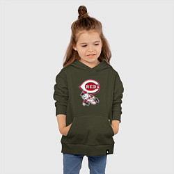 Толстовка детская хлопковая Cincinnati reds - baseball team - talisman, цвет: хаки — фото 2